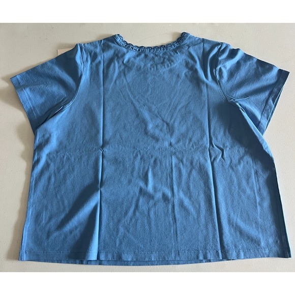 Lilly Pulitzer Womens Top Blue Clairmont Crochet Trim Short Sleeve Size XXL NEW - Picture 2 of 4